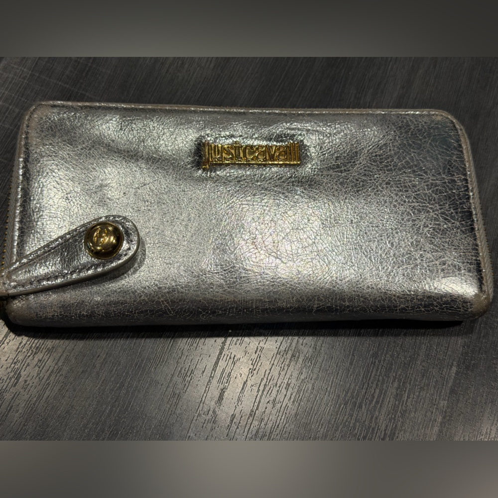 Just Cavalli Silver Zip Wallet